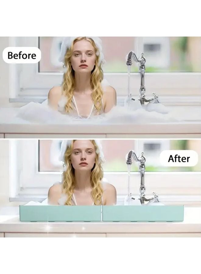 Beautiful Bathtub Splash Guard with 4 Suction Cups Tub Caddy Bath Toy Holder Side Spray Dish - Image 3